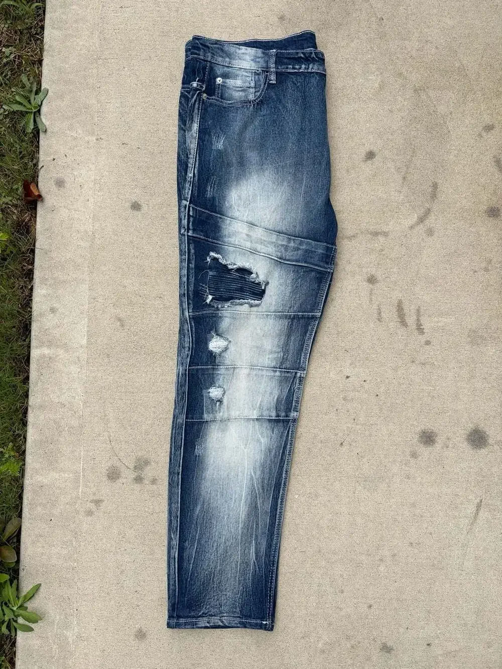 Southpole Men's Skinny Fit Distressed Jeans Blue Wash Size 40x30